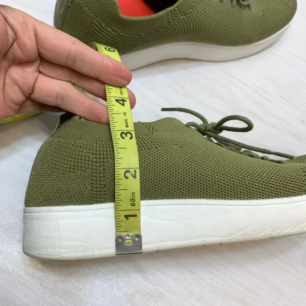 FitFlop Rally Tonal Knit Sneakers Womens Size 10 Green Comfort Walking Shoes